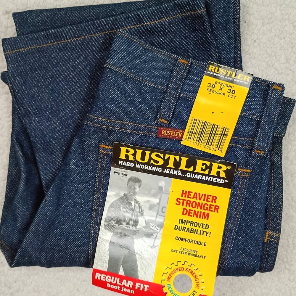 Rustler Bootcut Jean Mens *28x30 Dark Wash Blue Vintage 80s Regular Fit USA Made